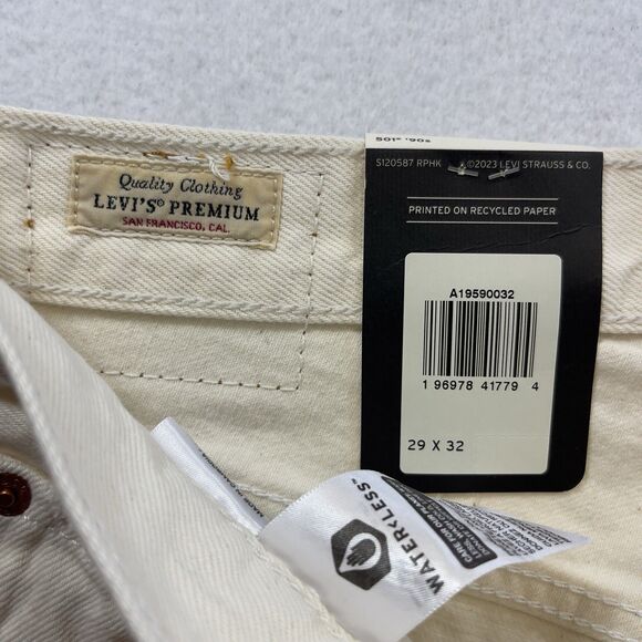 Levi's Premium 501 '90s Jeans Women 29x32 White Mid Rise Straight American Denim - Picture 4 of 13